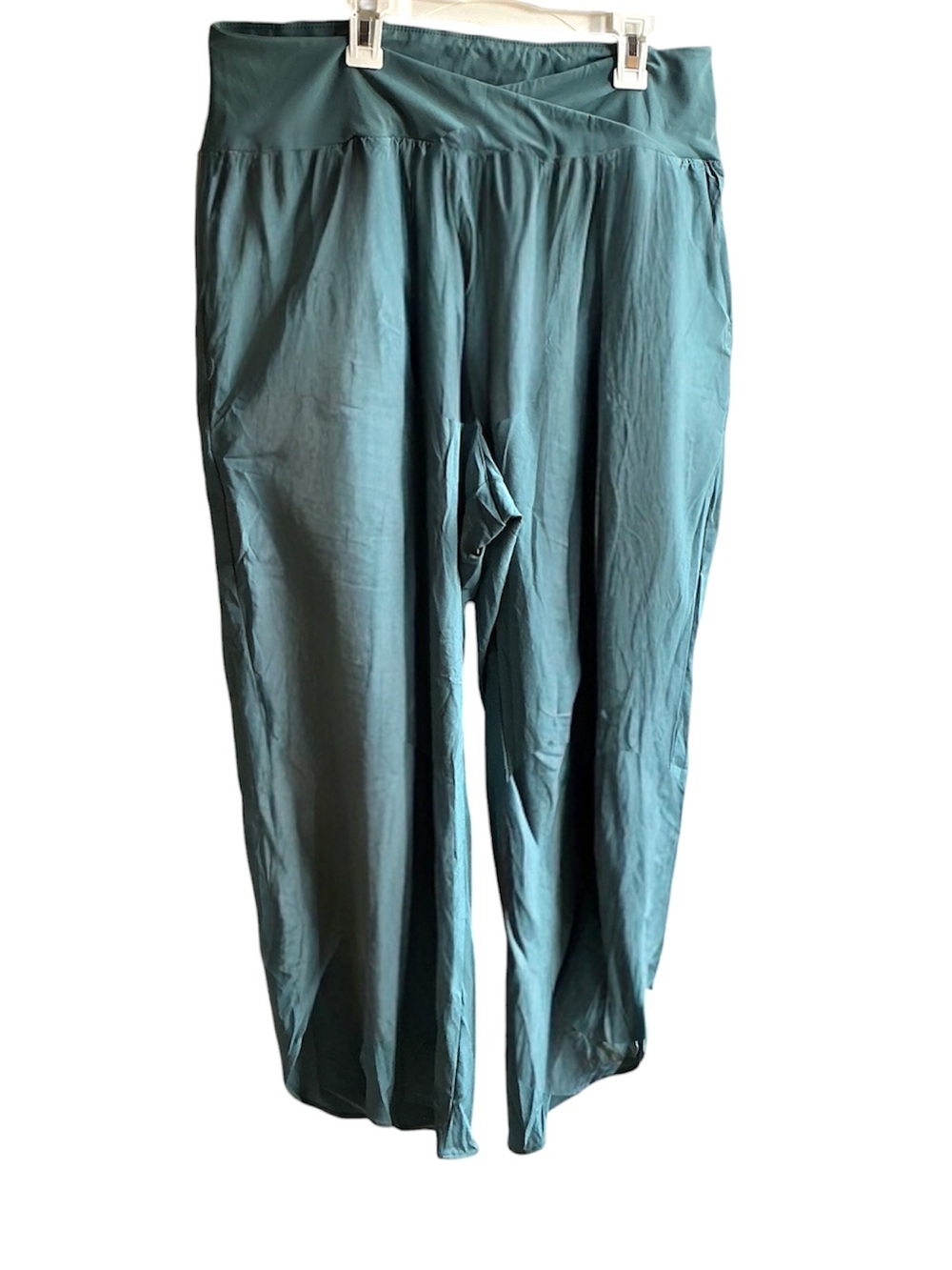 Halara Wide Leg Capri Pants 3X Dusty Teal High Rise Gaucho Lounge Athleisure